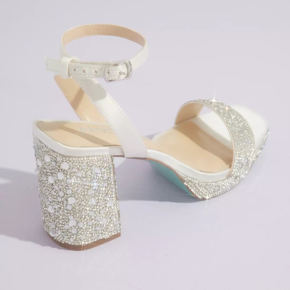 Betsey Johnson Crystal Embellished Block Heel Platform Sandals